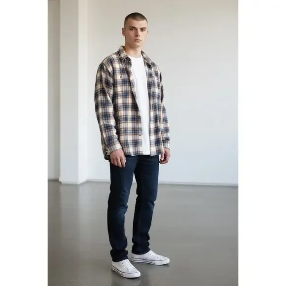 RedHead Brand Co. Flannel Shirt 4TG – Plaid Duck Logo, Brown/Blue - Picture 1 of 5